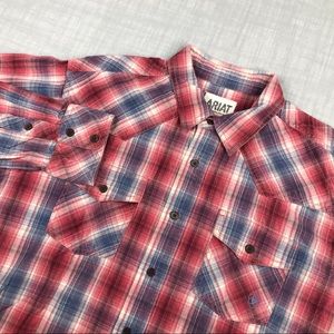 Ariat Mens Retro Fit Plaid Button Up Shirt Sz Large